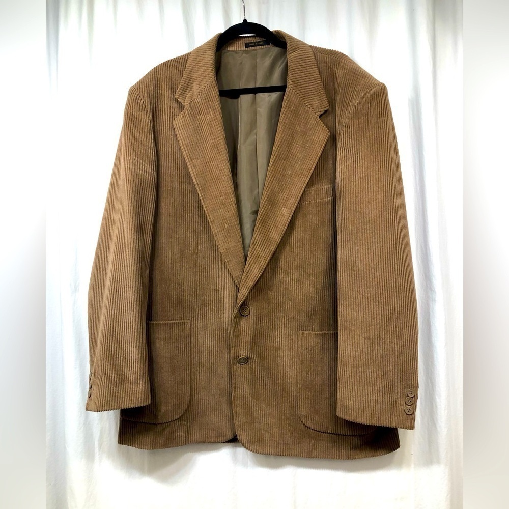 Vintage Y2K 90s Members Only Corduroy Tan Sport Coat Blazer Jacket 44L Preppy